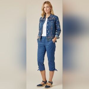 NWT Style & Co Petite Mid-Rise Cargo Capri Tie Hem Pants 16P